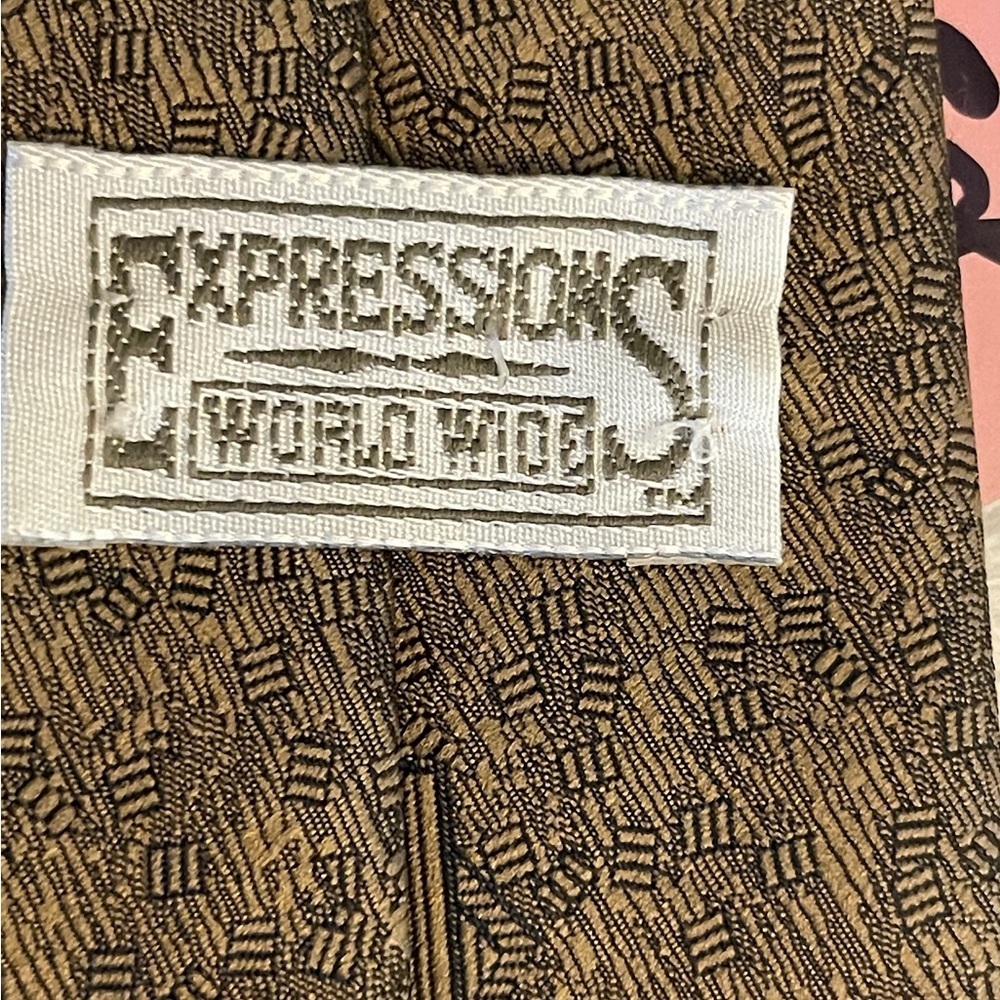 Expressions Tan and Black Patterned Tie - Picture 5 of 6